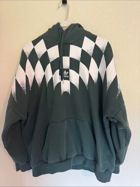 adidas Dark Green Hoodie with White Checker Arc
